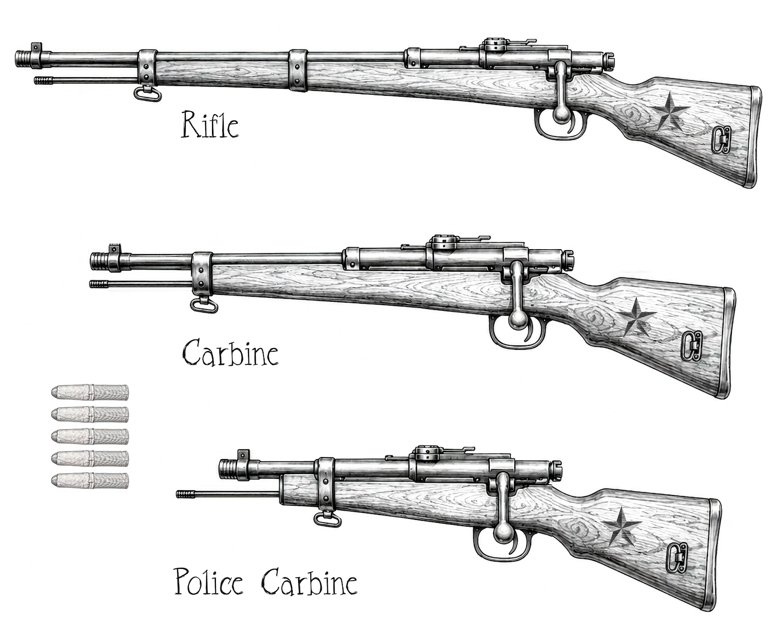 Imperial Armory rifle, carbine, police carbine, and revolver